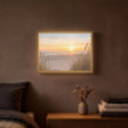 Zonsondergang - Duinen - Zee Light Box met batterij (Wandlamp) middel -sfeer4