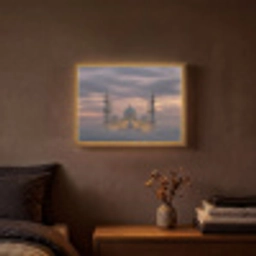 Zonsondergang - Moskee - Wolken - Islamitisch Light Box met batterij (Wandlamp) middel -sfeer4
