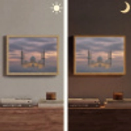 Zonsondergang - Moskee - Wolken - Islamitisch Light Box met batterij (Wandlamp) middel -sfeer3