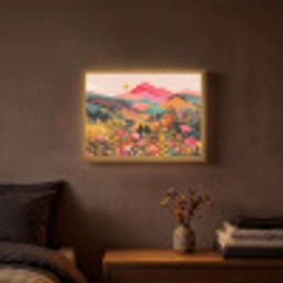 Zonsondergang - Bergvallei - Contrast Light Box met batterij (Wandlamp) middel -sfeer4