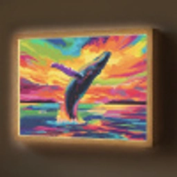 Zonsondergang - Walvis - Geschilderd - Kleurrijk Light Box met batterij (Wandlamp) middel -z3d_website