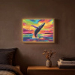 Zonsondergang - Walvis - Geschilderd - Kleurrijk Light Box met batterij (Wandlamp) middel -sfeer4