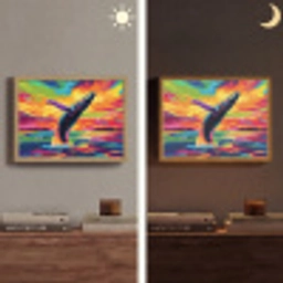 Zonsondergang - Walvis - Geschilderd - Kleurrijk Light Box met batterij (Wandlamp) middel -sfeer3