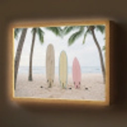 Surfboard - Palmbomen - Kleurrijk Light Box met batterij (Wandlamp) middel -z3d_website