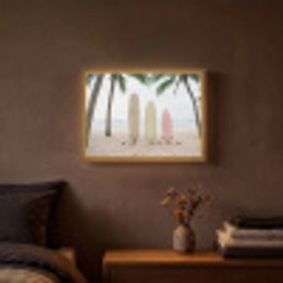 Surfboard - Palmbomen - Kleurrijk Light Box met batterij (Wandlamp) middel -sfeer4