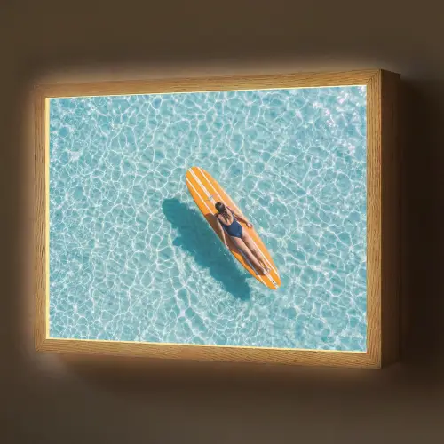 Surfboard - Water - Badpak - Oranje Light Box met batterij (Wandlamp) middel -z3d_website
