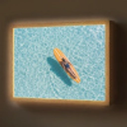 Surfboard - Water - Badpak - Oranje Light Box met batterij (Wandlamp) middel -z3d_website