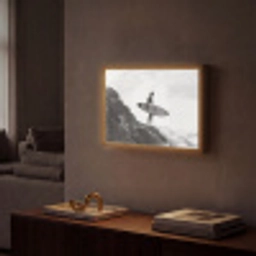 Surfer - Rots - Oceaan - Golven Light Box met batterij (Wandlamp) middel -sfeer1