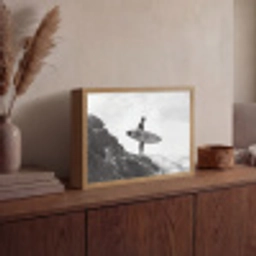 Surfer - Rots - Oceaan - Golven Light Box met batterij (Wandlamp) middel -sfeer2
