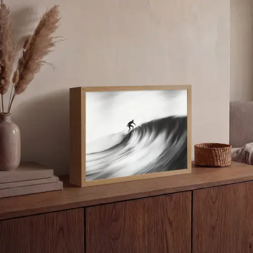 Surfer - Golf - Vervaagd - Zwart Light Box met batterij (Wandlamp) middel -sfeer2