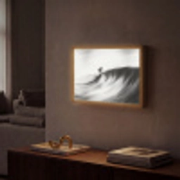 Surfer - Golf - Vervaagd - Zwart Light Box met batterij (Wandlamp) middel -sfeer1