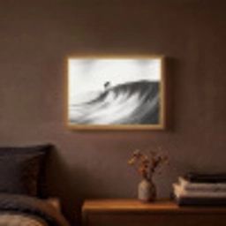 Surfer - Golf - Vervaagd - Zwart Light Box met batterij (Wandlamp) middel -sfeer4
