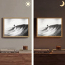 Surfer - Golf - Vervaagd - Zwart Light Box met batterij (Wandlamp) middel -sfeer3