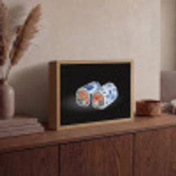 Sushi - Delfts blauw - Rijst - Vis - Elegant Light Box met batterij (Wandlamp) middel -sfeer2