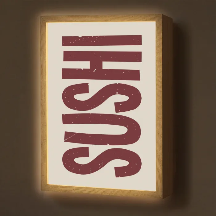Sushi - Rood - Japandi - Decoratie Light Box met batterij (Wandlamp) middel -z3d_website