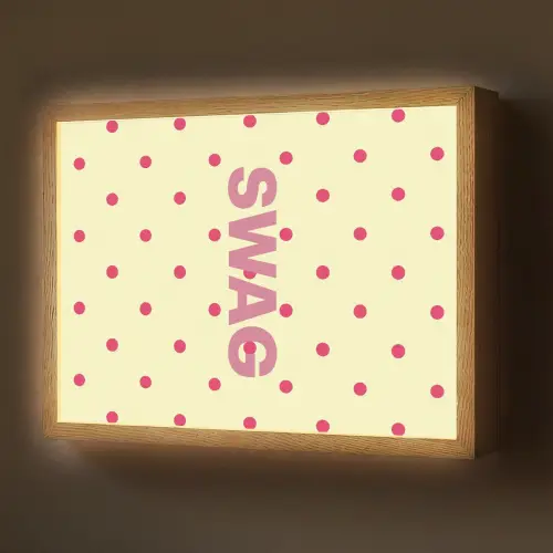 Swag - Roze - Stippen - Geel Light Box met batterij (Wandlamp) middel -z3d_website
