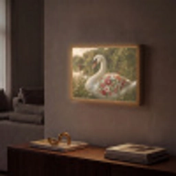 Zwaan - Bloemen - Natuur Light Box met batterij (Wandlamp) middel -sfeer1
