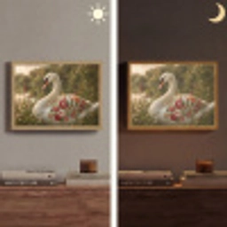 Zwaan - Bloemen - Natuur Light Box met batterij (Wandlamp) middel -sfeer3