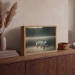 Zwanen - Wit - Water - Mist Light Box met batterij (Wandlamp) middel -sfeer2