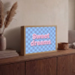 Sweet dreams - Vierkanten - Roze - Blauw Light Box met batterij (Wandlamp) middel -sfeer2