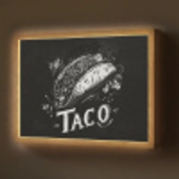 Taco - Kruiden - Witte krijtstijl - Tekst Light Box met batterij (Wandlamp) middel -z3d_website