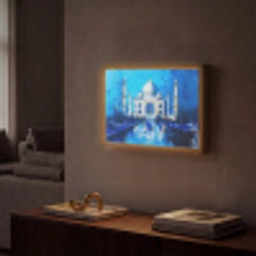 Taj Mahal - Ramadan - Blauw - Islamitische Light Box met batterij (Wandlamp) middel -sfeer1