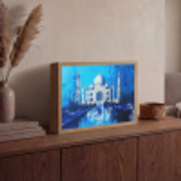 Taj Mahal - Ramadan - Blauw - Islamitische Light Box met batterij (Wandlamp) middel -sfeer2