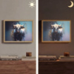 Stier - Zwart - Abstract - Horens Light Box met batterij (Wandlamp) middel -sfeer3
