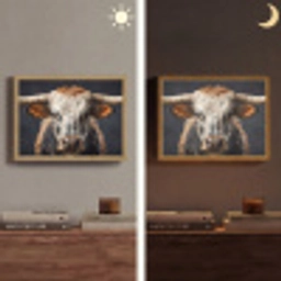 Stier - Kleurrijk - Hoorns Light Box met batterij (Wandlamp) middel -sfeer3