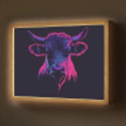 Stier - Neon - Zwart - Kleur Light Box met batterij (Wandlamp) middel -z3d_website