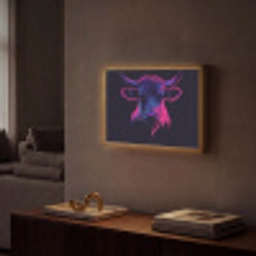 Stier - Neon - Zwart - Kleur Light Box met batterij (Wandlamp) middel -sfeer1