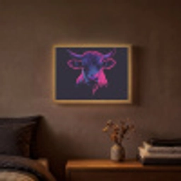 Stier - Neon - Zwart - Kleur Light Box met batterij (Wandlamp) middel -sfeer4