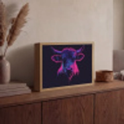 Stier - Neon - Zwart - Kleur Light Box met batterij (Wandlamp) middel -sfeer2
