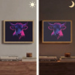 Stier - Neon - Zwart - Kleur Light Box met batterij (Wandlamp) middel -sfeer3