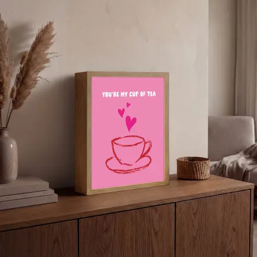 Thee - Roze - Valentijn - Tekst Light Box met batterij (Wandlamp) middel -sfeer2