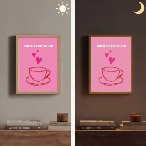 Thee - Roze - Valentijn - Tekst Light Box met batterij (Wandlamp) middel -sfeer3