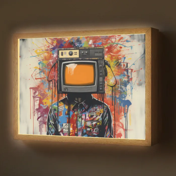 Televisie - Graffiti - Mens - Kleuren Light Box met batterij (Wandlamp) middel -z3d_website