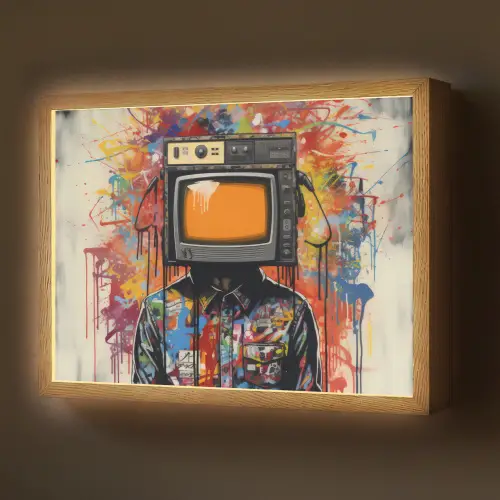Televisie - Graffiti - Mens - Kleuren Light Box met batterij (Wandlamp) middel -z3d_website