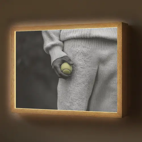 Tennisbal - Zwart - Wit Light Box met batterij (Wandlamp) middel -z3d_website