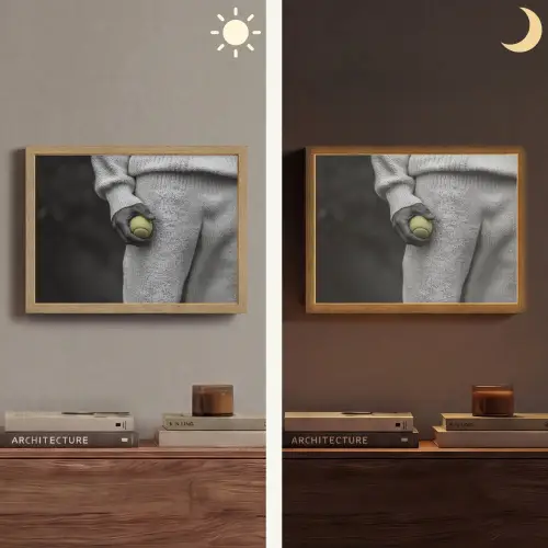 Tennisbal - Zwart - Wit Light Box met batterij (Wandlamp) middel -sfeer3