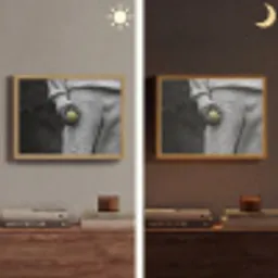Tennisbal - Zwart - Wit Light Box met batterij (Wandlamp) middel -sfeer3