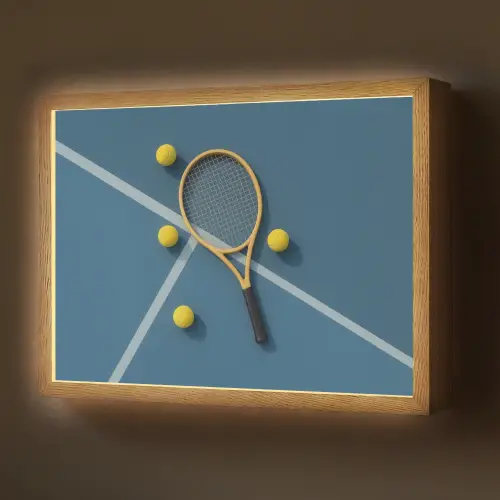 Tennisracket - Bal - Blauw - Veld Light Box met batterij (Wandlamp) middel -z3d_website