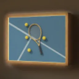 Tennisracket - Bal - Blauw - Veld Light Box met batterij (Wandlamp) middel -z3d_website