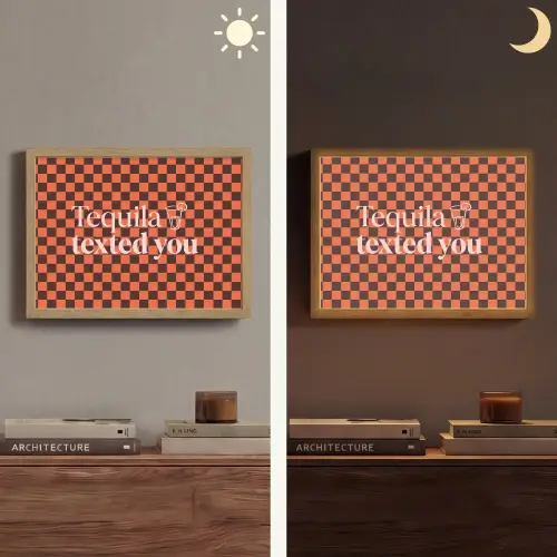 Tequila texted you - Glas - Vierkanten - Oranje Light Box met batterij (Wandlamp) middel -sfeer3