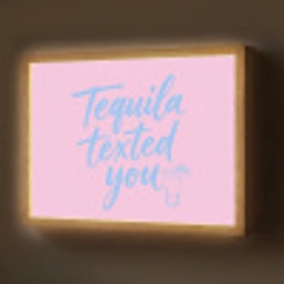 Tequila texted you - Roze - Blauw Light Box met batterij (Wandlamp) middel -z3d_website