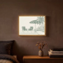 Terras - Illustratie - Groen Light Box met batterij (Wandlamp) middel -sfeer4