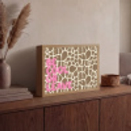 Tekst - Be cool or leave - Roze - Giraffenprint Light Box met batterij (Wandlamp) middel -sfeer2