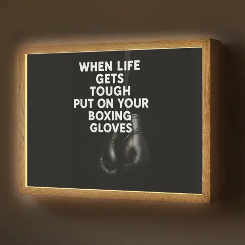 Tekst - Bokshandschoenen - Wit Light Box met batterij (Wandlamp) middel -z3d_website