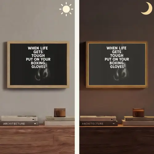 Tekst - Bokshandschoenen - Wit Light Box met batterij (Wandlamp) middel -sfeer3