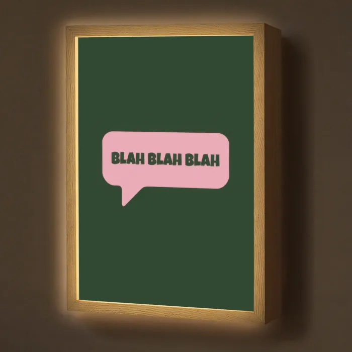 Tekstwolk - BLAH BLAH BLAH - Roze Light Box met batterij (Wandlamp) middel -z3d_website